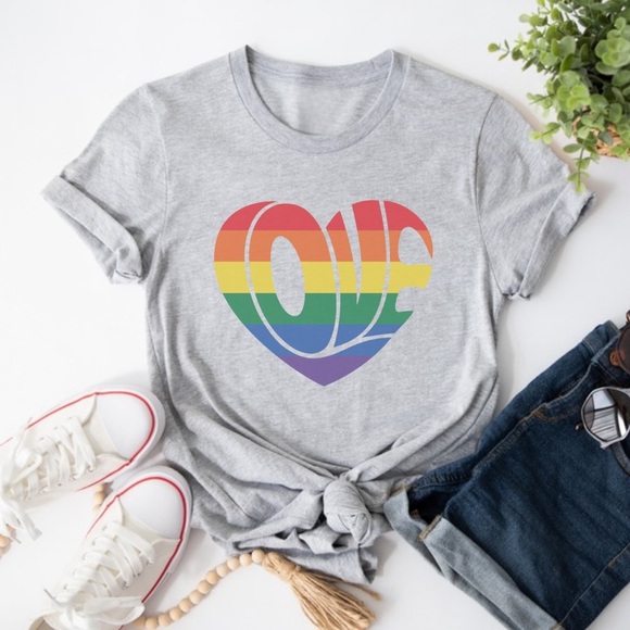 Rainbow Love Shirt, Pride Shirt, S-5X - Picture 2 of 3